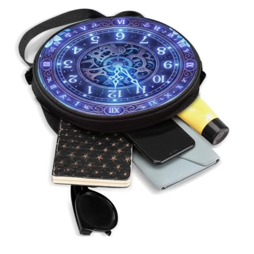 Image of Women Novelty Round Clock Shape Zippered Clock Purses for Women Tote Handbag Shoulder Bag, Gift for Mom Girlfriend