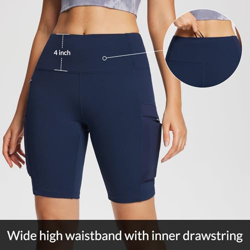 baleaf Women's Hiking Shorts High Waist Biker Shorts Close Fit Cargo Zip Pockets Running Outdoor Travel Workout3