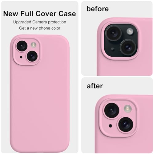 Image of DIZORO Compatible for iPhone 15 Plus Case 6.7, Slim Liquid Silicone Case 3 Layers Full Covered Soft Gel Rubber Phone Case Protective Cover - Baby Pink