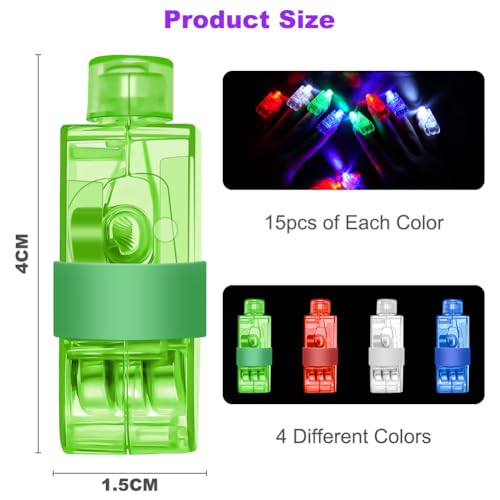 Ainiv 40 Stück Fingerlampe LED Fingerlichter LED Bunt Fingerlicht Fingerring Leuchtringe LED-Taschenlampen zum Aufstecken auf die Finger Fingertaschenlampe für Partys, Bälle, Discos