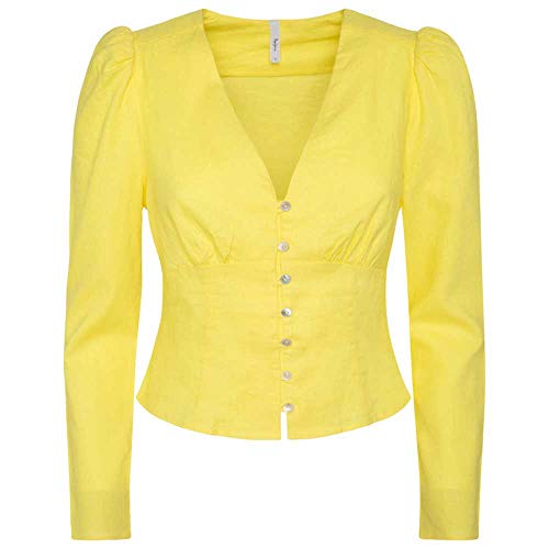 Pepe Jeans Corps blanc de lin jaune pour femme - Vêtement été respirant chic