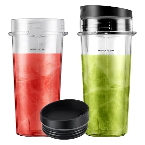 2-Pack 16oz Ninja Blender Replacement Cups with Sip Lids, Blender Replacement Parts Compatible with Nutri Ninja Blender BL770 BL780 BL660 Cover
