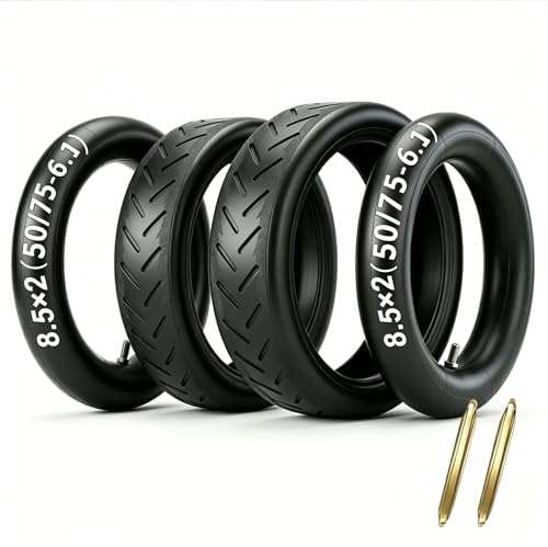 ELVANO 50/75-6.1 Electric Scooter Tire & Tube Set 8.52.0(8 1/22) High-performance Pneumatic Tire Replacement Tube with Straight Valve and 2 Tire Levers 8.5 Inch Fits 6/6.1 Rims (2-Set)