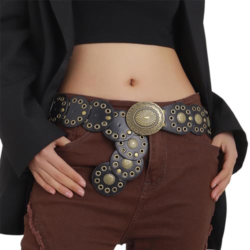 Motorcycle Adult Teens PU Belt with Grommet Waist Belt Fashion Enthusiasts Belt Coat Dress Adult Western Waistband3