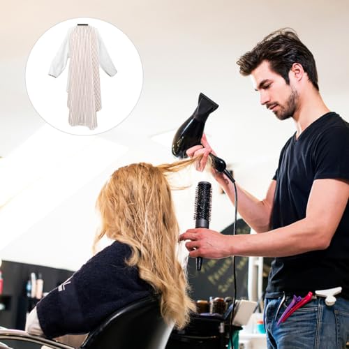 Capa para corte de cabello con mangas rayas amarillas miniatura 5