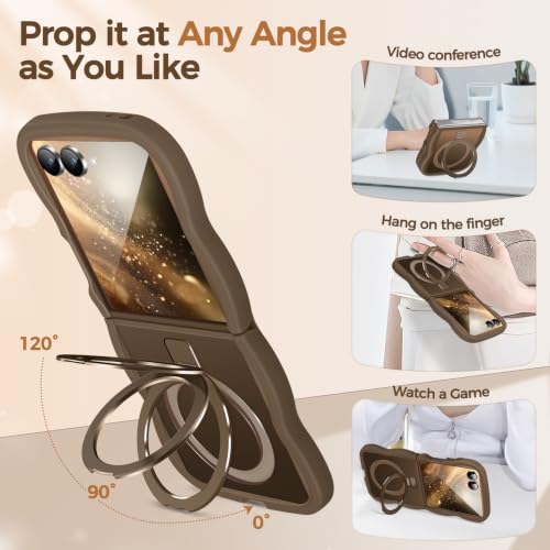 Image of Cute Wavy Magnetic Stand Case for Galaxy Z Flip 8 Fit for MagSafe