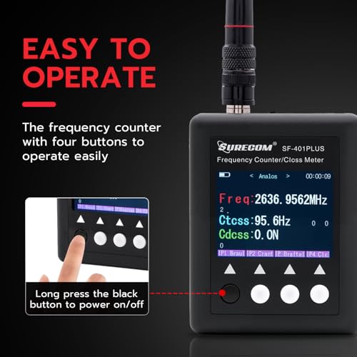 Gam3Gear Surecom SF401 Plus 27Mhz-3000Mhz tragbares Funk-Frequenzzähler-Messgerät mit CTCCSS DCS-Decoder