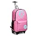 KONO Trolley Jungen Rucksack Kindergepäck mit Rollen Reflektierender Schulranzen für Teenager Herren Damen Reisen und Büro Outdoor Camping (Rosa)