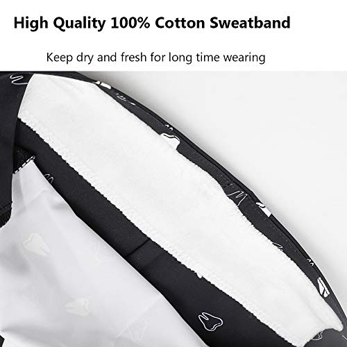 CHUANGLI 3Pcs Gourd-Shaped Working Caps with Upgrade Sweatband Adjustable Hats Head Cover- Women/Men (B08# Tooth Black Grey Pink) - Thumbnail 3