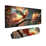 Mousepad 70 x 30 cm Gaming Mauspad mit Genähten Kanten, Phoenix Mouse Pad Verlängertes Großes Mousepad XXL, Gaming Mauspad mit rutschfeste Gummibasis Schreibtisch Zubehör, Geschenke für Männer B-227