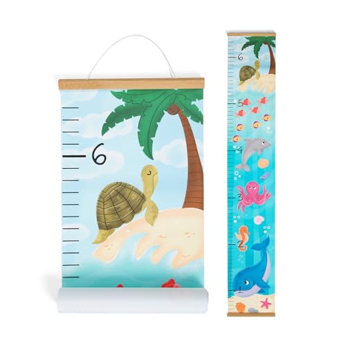 Growth Chart for Wall | Ocean-Themed Height Chart for Kids | Unique & Easy Installation Kids Height Wall Chart | Hanging Growth Chart for Kids | Sturdy Canvas Height Measurement for Kids