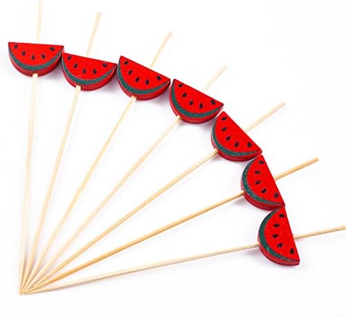 PuTwo Cocktail Picks Handmade Bamboo Toothpicks 100pcs 4.7” in Watermelon Decor