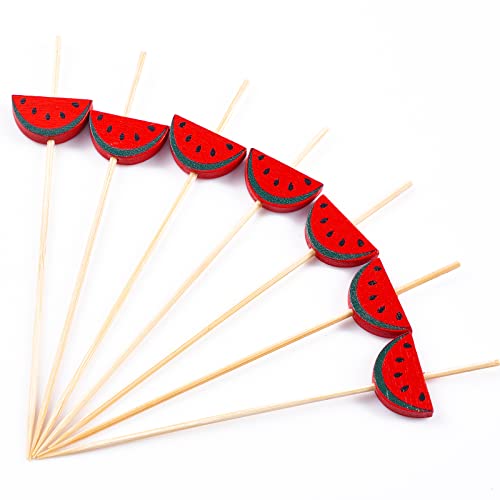 Putwo Cocktail Picks Handmade Bamboo Toothpicks 100Pcs 4.7” In Watermelon Decor #TOP5