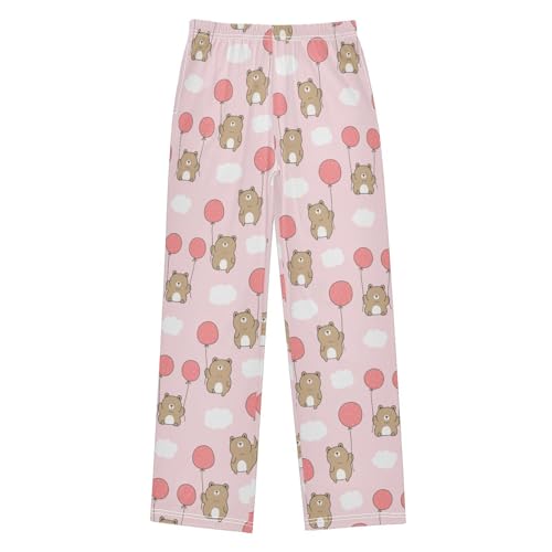 ZZKKO Cartoon Bear Balloon Boys Pants for Kids Jogger Pants with Pockets S-XL
