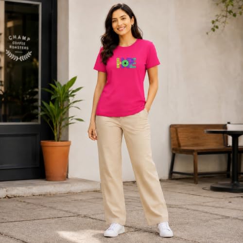 Image of Amazon Brand - INKAST Women Graphic Printed T-Shirt | Round Neck | Regular Fit | (Cotton Blend)