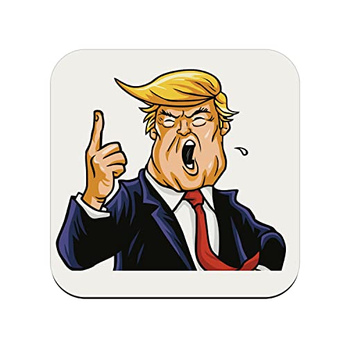 sous Verre en liège - Donald Trump President Etats Unis Caricature Humour USA - Lot de 6 (95 x 95 mm)