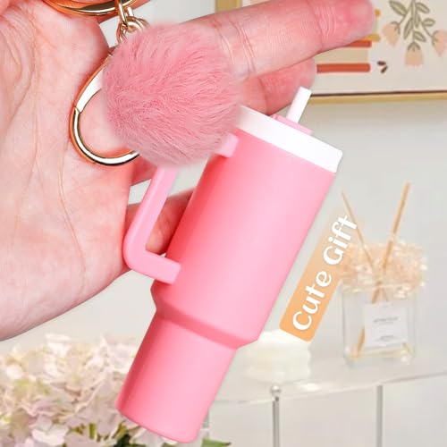Image of 8pcs or 12pcs Mini Tumbler Keychain for Stanley Cup Cute Chapstick Holder Key Chain Charms Backpack for Women Girls