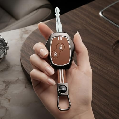 Image of Coll of Fest Premium Metal Silicone Brown Key Cover Compatible with Renault Logan | Duster | Verito | Lodgy 2 Button Smart Key Glow in the Dark