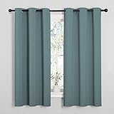 NICETOWN Modern Greyish Blue Blackout Curtains Noise Reducing, Thermal Insulated and Privacy Room Darkening Drape Panels for Boy's Guest Room Door Small Short Window (2 Panels, W42 x L63 -Inch)