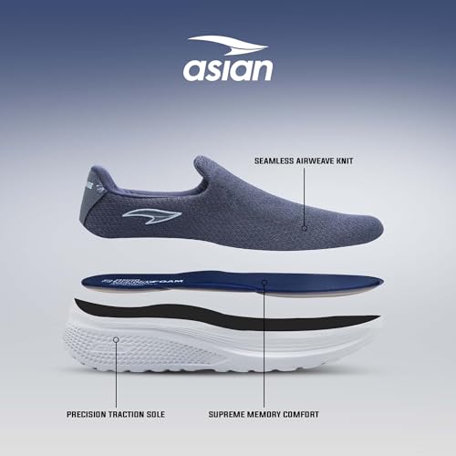 Image of ASIAN Wonderwalk-03 Men's Walking Shoes | Breathable Knit Mesh Upper, Lightweight Sole & Easy Slip-On Comfort