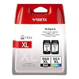 PG-560XL CL-561XL Remanufacturées Cartouches d'encre Remplacement pour Canon PG-560XL CL-561XL pour Pixma TS5350 TS5351 TS5352 TS5353 TS7450 TS7451 (Noir Tri-Colore, 2-Pack)