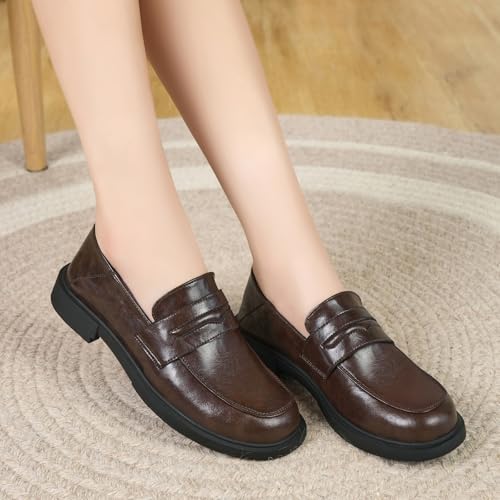 Image of Women's Slip On Loafer Leather Casual Work Office Dressy Shoes
