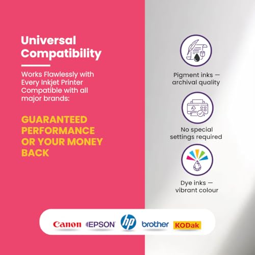 Image of Mira-Foto 4R Photo Paper 4x6 Inch (100 Sheets) | 5760 DPI Glossy Inkjet Photo Paper | Instant Dry, Water-Resistant | Compatible with Dye & Pigment Printers