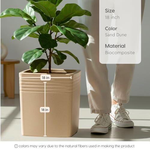 Image of Eha Earth Friendly Portico Big Planters for Home Decor | 18 inch, Pack of 1 | Heavy Duty Plant Pot Made with Rice Husk & Bamboo Biocomposite | UV Protected Pot for Plant | Pots & Planters Big Size