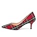 MOVINSTEPS Red Plaid Closed Pointed Toe Low Heels Pumps for Women Comfortable Classic Wedding Business Dressy Shoes 2.5 Inch Size 7