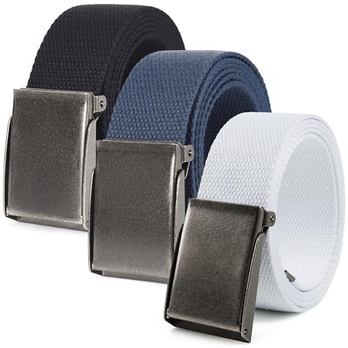 Image of Mile High Life Canvas Web Belt | Cut to Fit Up to 52 inch | Flip-Top Matte Silver Nickel Buckle 12 Colors