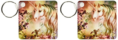 Porte-clés licorne magique 6cm motif royaume enchanté et fleurs