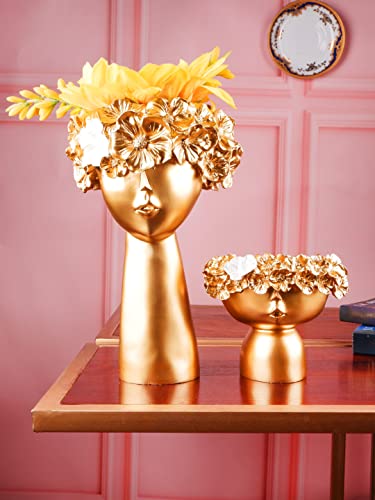 Image of THE WHITE INK DECOR Premium Decorative Vases Home Decor Items Showpiece Idol Figurine Set of 2 showpiece Idol for Gifting, Home Decoration and Living Room Decor (10.5, 6inches)