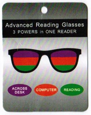 Miniatura 4 de Gafas de lectura progresivas con marco de metal rectangular con bisagras de resorte de 3 enfoques (+2.00, plomo)