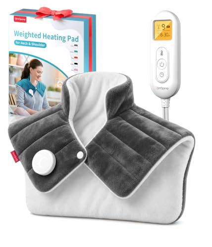 Image of Comfytemp Heating Pad for Neck and Shoulders and Back, 2.6lb Weighted Electric Heat Pad, Large Heated Wrap, 9 Heat Settings & 11 Timer, Birthday Gifts for Women Men Mom Dad, Gray