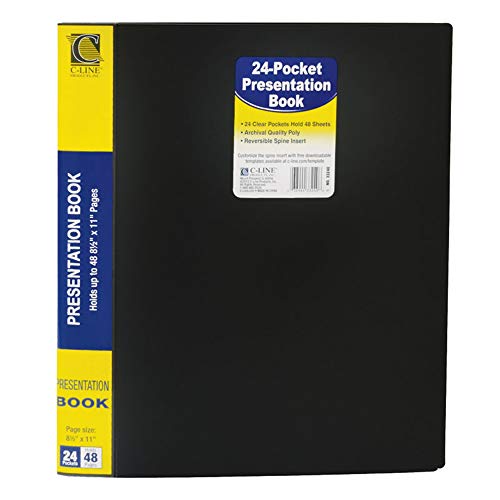 C-Line 24-Pocket Bound Sheet Protector Presentation Book, 48-Page Capacity, For 8.5 X 11-Inch Inserts, Black (33240) #TOP27