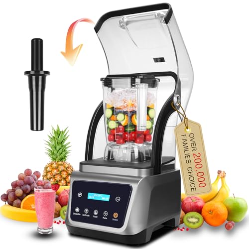 Commercial Blender with Soundproof Shield, 4 Pre-Programmed blender, 70 Oz
