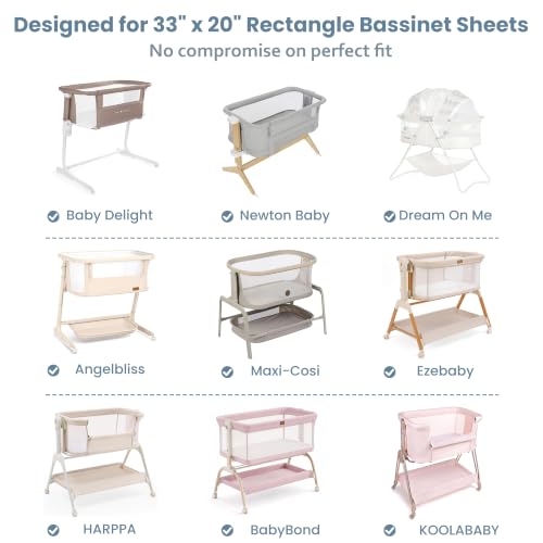 Image of Baby Bedside Bassinet Sheets Fitted, 33 inchx20 inch Compatible with Baby Delight Dream On Me & Most Rectangle Bedside Sleeper Bassinet Mattresses, Super Soft Microfiber Blue Truck