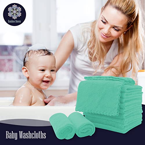Image of 16 Pack Baby Washcloths - 10x10 Inch, Coral Fleece - Extra Absorbent and Soft Wash Clothes for Newborns, Infants and Toddlers - Suitable for Sensitive Skin and New Born - Baby Shower - Aqua Green