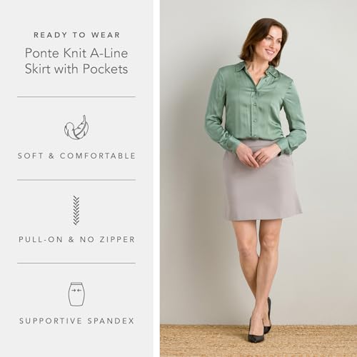 Fishers Finery Women's Ecofabric Ponte Stretch A-Line Skirt with Side Pockets4