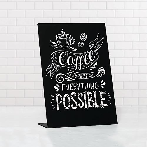 EUROPEL Présentoir de table A4 tableau noir avec support - Tableau ardoise de comptoir en L avec base intégrée - Tableau noir pour restaurant, food truck, mariage, fête – vue 3