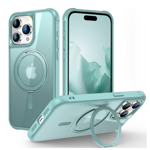 Protection iPhone 13 verte avec anneau rotatif pour visionnage vidéo mains libres