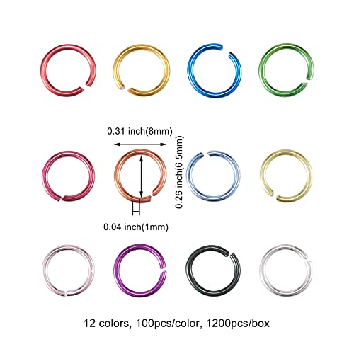 Liqunsweet 1200Pcs 12 Colors 8Mm Aluminum Jump Rings Open Jump Rings Round Fidget Infinity Loop Ring For Diy Chainmail Earring Jewelry Making Findings #TOP3