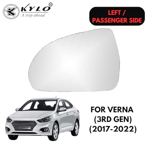 Image of KyloXtreme Verna 3nd Gen (2017-2022) Passenger Side (Left Side) Car Side Mirror Glass /Tukdi /Sub Mirror Plate
