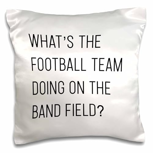 3dRose 16x16 inch Pillow Case - Whats The Football Team Doing On The Band Field Anne Collections Quotes