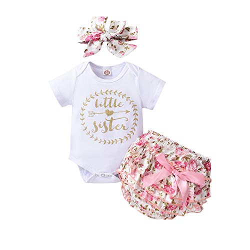 Image of Catpapa Newborn Baby Girl Romper Jumpsuit Bodysuit +Pants Shorts+Headband Outfit Set