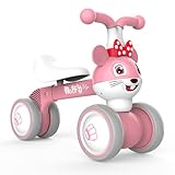 XIAPIA Kinder Laufrad ab 1 Jahr Lauflernrad für 10 - 36 Monate Baby, TÜV geprüft Erst Rutschrad Fahrzeug Geschenke für Jungen/Mädchen Kleinkind Spielzeug (Maus_Pink)