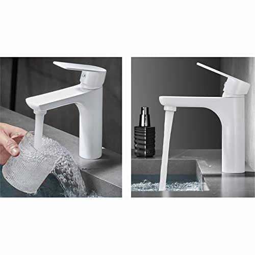 Robinet de lavabo blanc en laiton contre le calcaire mitigeur monotrou durable