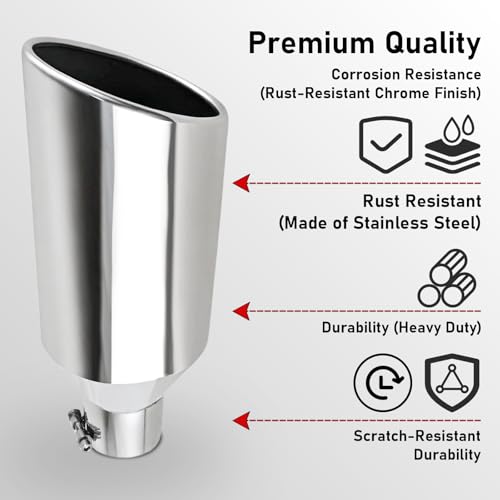 Image of MuHize 3 Inch Inlet Exhaust Tip, 6 inch Outlet 15 inch Overall Length Tail Pipe