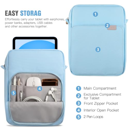 Image of TiMOVO 9-11 inch Tablet Sleeve Bag Carrying Case with Strap, Light Blue