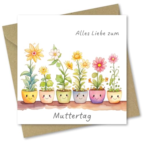 Absolutely Yours Muttertagskarte für Mama Grußkarte mit Töpfe der Liebe Motiv inkl. Umschlag 150 × 150 mm